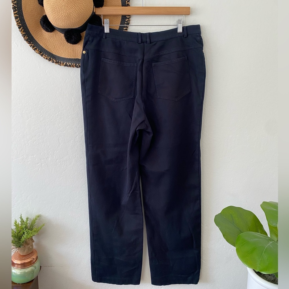 Vintage St. John Sport High Waisted Black Straight Leg Pants Gold Hardware - Picture 2 of 13